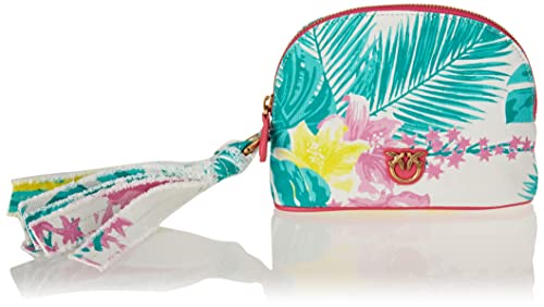 Pinko Trousse Canvas Riciclato Stamp, Borsa Donna, Zhd_Mult.Bianco/Giallo, Taglia Unica