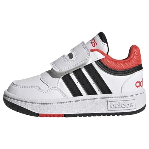 Adidas Hoops Shoes, Sneaker Unisex-Bimbi 0-24, Ftwr White Core Black Bright Red, 22 Eu