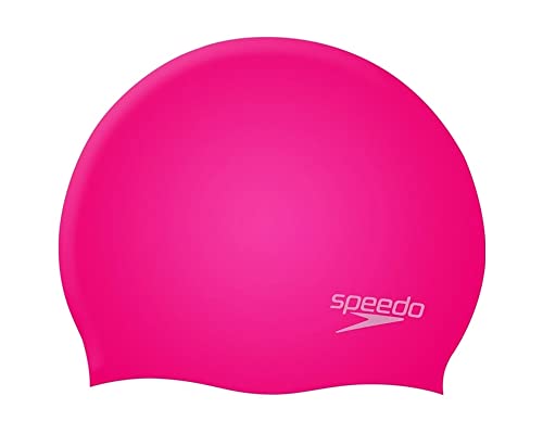 Speedo Unisex Bambini Junior Plain Moulded Silicone Junior Swimming Cap Cuffia Da Nuoto, Cherry Rosa/Blush, Taglia Unica