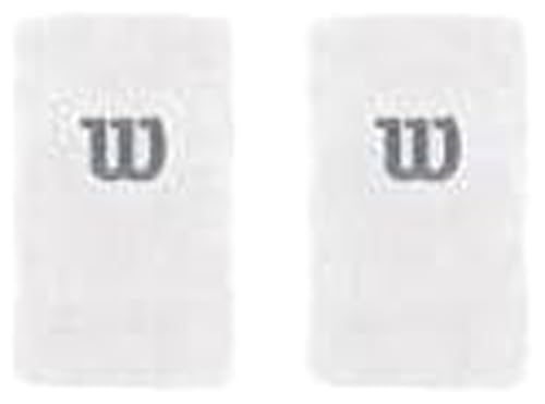 Wilson Wra733516 Polsino Da Tennis, Lungo, In Spugna, Bianco/Bianco/Argento