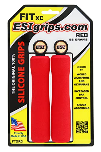 Esi Grips Esi_Fitxcr - Coppia Di Maniglie In Silicone Per Appendiabiti Per Mountain Bike, Colore: Rosso