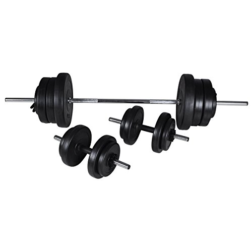 Vidaxl Set Bilanciere Con Manubri E Pesi 60,5 Kg Allenamento Muscolare Fitness