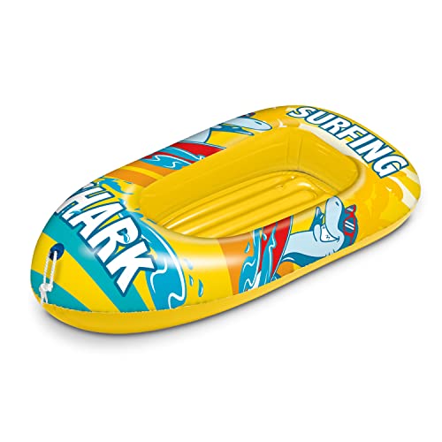 Mondo Toys - Surfing Shark Boat - Canotto Con Base Gonfiabile , Gommone Per Bambini, Misura 112 Cm - Pvc Termosaldato Resistente - 16922