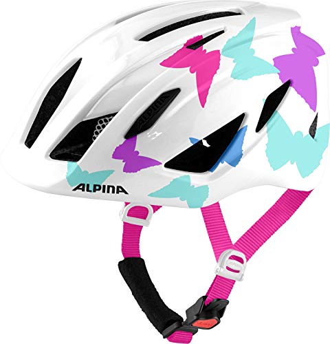 Alpina Pico, Casco Da Bicicletta Unisex Bambino, Pearlwhite Butterflies Gloss, 50-55 Cm