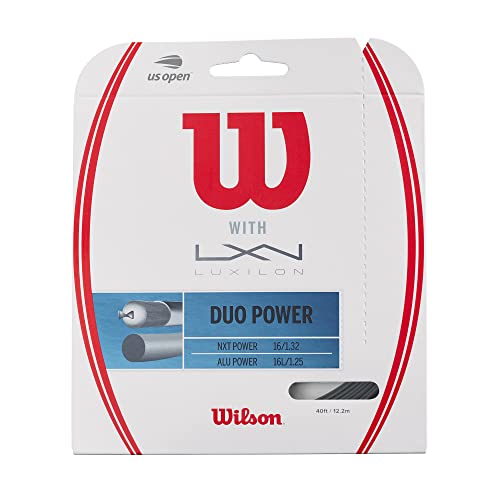 Wilson Wrz949710 Corda Da Tennis Duo Power, 12.2 M, Corda Ibrida Luxilon Alu Power E Wilson Nxt Power, Unisex, Argento/Natural