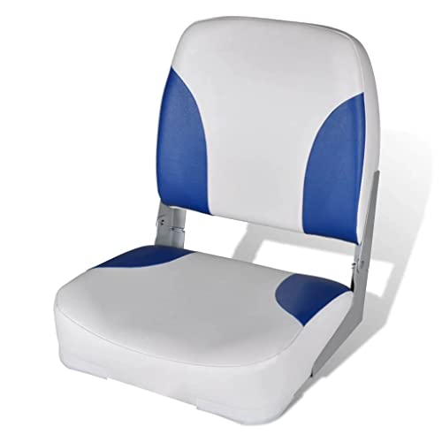 Vidaxl Sedile Per Barca Pieghevole E Cuscino Blu-Bianco 41X36X48 Cm Boat Seat