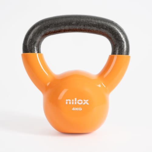 Nilox, Kettlebell 4 Kg, Peso Palestra E Per Allenamento A Casa, Kettlebell Con Impugnatura Confortevole E Base Piatta Antirotolamento, Allenamento Cas