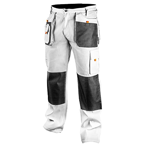 Neo Tools Set Professionale Di Pantaloni Da Lavoro (Pantaloni, Giacca, Ginocchiere), Colore Bianco, Pantaloni Di Sicurezza, Abbigliamento Da Lavoro, A