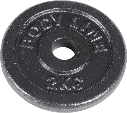 Disco In Ghisa 2 Kg Per Allenamento Con Bilanciere, Manubrio E Sollevamento Pesi - Diametro 25 Mm - Per Palestra, Fitness, Allenamento A Casa