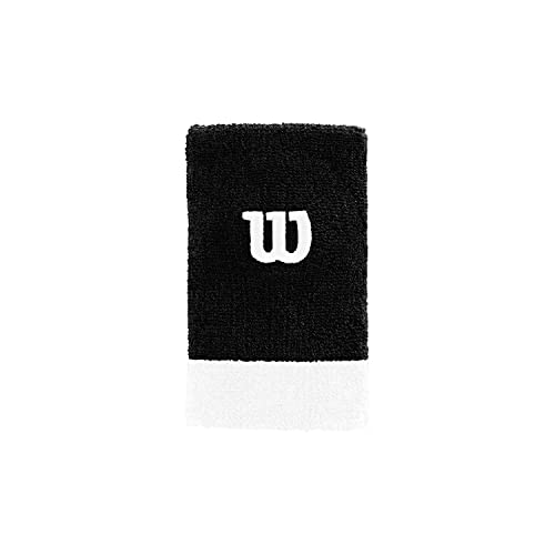 Wilson Wra733519 Polsino Da Tennis, Lungo, In Spugna, Nero/Bianco/Bianco