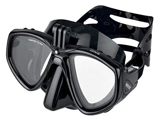 Seac One Pro Maschera Da Sub Con Supporto Per Videocamera Gopro Per Immersioni Subacquee E Snorkeling Unisex Adulto Nero Taglia Unica