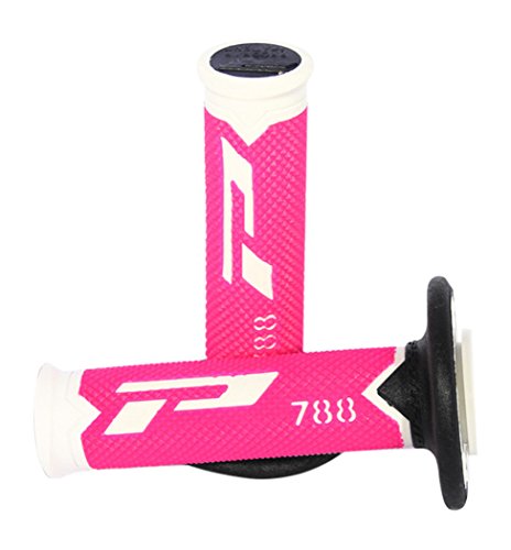 Progrip Manopole Mx 788-302 - Tripla Densità - Bianco/Fuxia/Nero