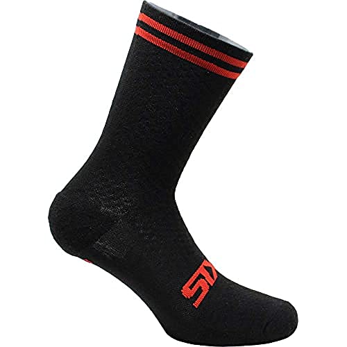 Six2 Merinos Socks, Unisex Adulto, Black/Red Stripes, Iii