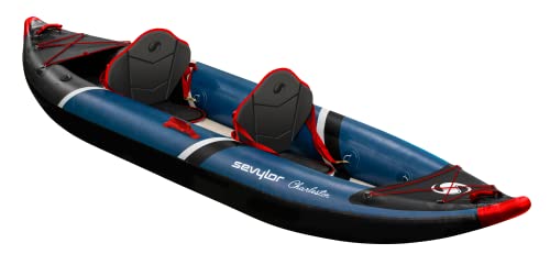 Sevylor Charleston Kayak Gonfiabile Per 2 Persone, Fondo Ad Alta Pressione, Canoa Robusta In Pvc Rinforzato, Con Dry Pack, Manometro E Pinna Rimovibil
