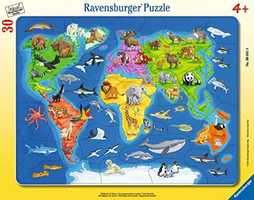 Ravensburger 06641 - Puzzle A Quadro, Animali Del Mondo, 30 X 48 Pezzi