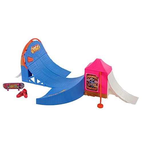 Hot Wheels Skate - Set Parco Divertimenti Skateboard, Include 1 Fingerboard Tony Hawk In Esclusiva E 1 Paio Di Scarpe Da Skate, Con Suoni Attivati Dai