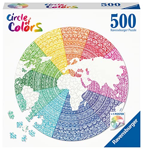 Ravensburger - Puzzle Circolare Mandala, Collezione Circle Of Colors 500 Pezzi, Idea Regalo, Per Lei O Lui, Puzzle Adulti
