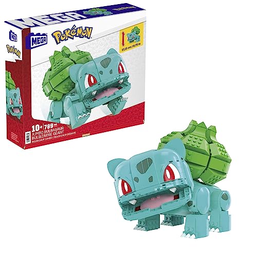 Mega Pokémon Bulbasaur Gigante, Action Figure Da Costruire Per Bambini Con 355 Pezzi, 18 Cm Di Altezza, Idea Regalo Per Bambini Da 7 Anni, Hnt96