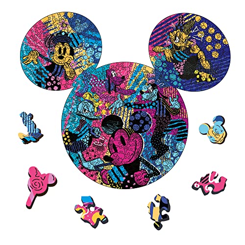 Trefl - Puzzle Di Contorno In Legno: Mickey Mouse, Topolino Di Culto, Cult Mickey Mouse - 500+5 Pezzi, Wood Craft, 70 Figure,Puzzle Moderno Di Qualità