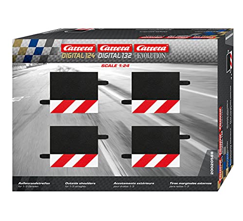Carrera - Evo/Excl., Banchine Dritte Per Bordo Carreggiata, 1/3, Colore: Rosso/Bianco