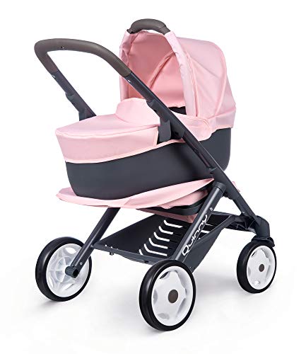 Smoby Multifunzione 3 In 1 Per Bambole Fino A 42 Cm, Passeggino Convertibile Per Diverse Esigenze In Design Quinny, Per Bambini Dai 3 Anni Colore: Ros