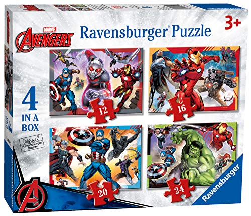 Ravensburger - Puzzle Avengers A, Collezione 4 In A Box, 4 Puzzle Da 12-16-20-24 Pezzi, Età Raccomandata 3+ Anni