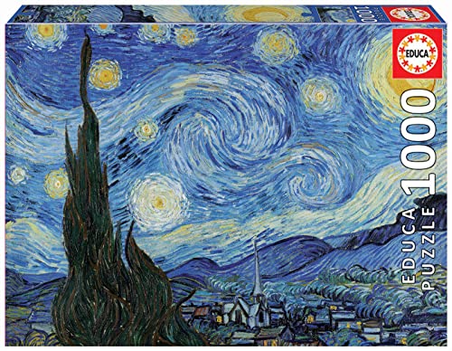 Educa - Puzzle Da 1000 Pezzi Per Adulti | La Notte Stellata, Vincent Van Gogh. Dimensioni: 68 X 48 Cm. Include La Colla Del Puzzle Fix. Consigliato A