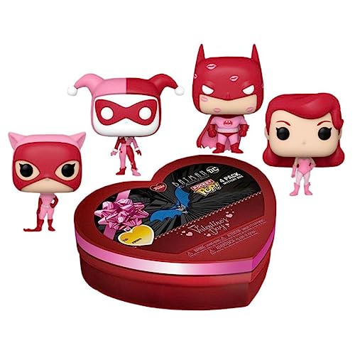 Funko Pocket Pop! Dc Valentine Box 4 Pieces - Batman - (Wmt) - Dc Comics- Portachiavi - Mini Figura In Vinile Da Collezione Novità Portachiavi - Riemp