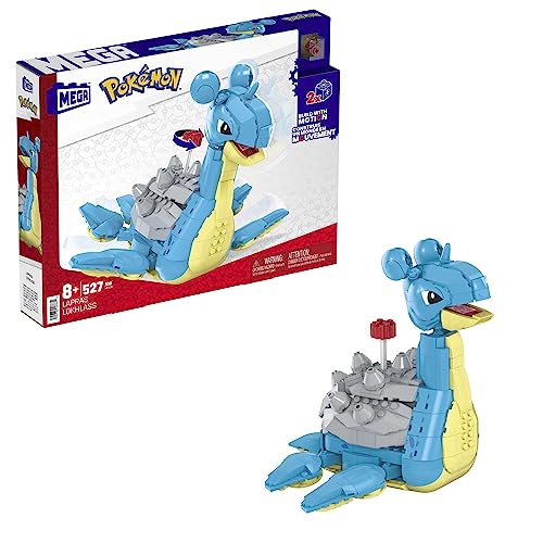 Mega Pokémon - Lapras Da Costruire E Collezionare Con 527 Pezzi E Sistema Mattoncino Movimento, Alto 17+ Cm, Personaggio Da Esporre, Giocattolo Per Ba