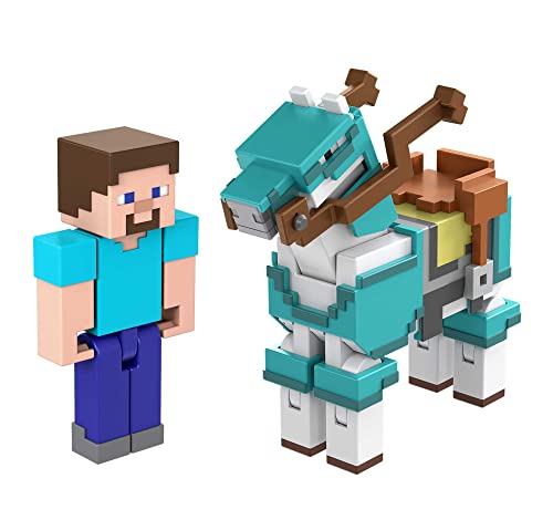 Minecraft, Craft-A-Block Confezione Da 2 Action Figure E Giocattoli Per Creare, Esplorare E Sopravvivere, Design Pixelati Autentici, Giocattolo Per Ba