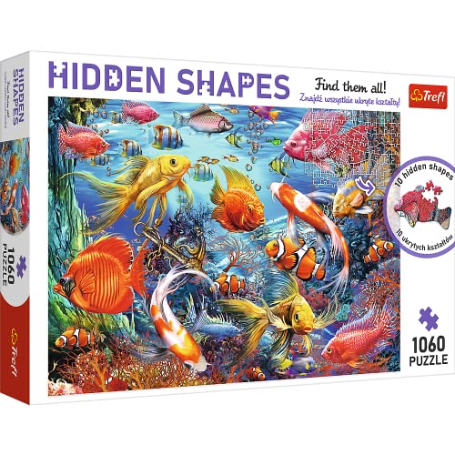 Trefl 10676 1000 + 60 Elemente, Versteckte Formen Finden, Unkonventionelles Puzzle, Wasser, Fische, Tiere, Kreative Unterhaltung, Spaß Für Erwachsene 