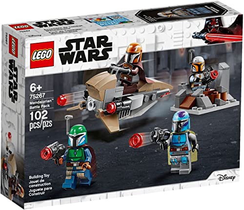Lego Star Wars Battle Pack Mandalorian, Set Da Battaglia Con 4 Minifigure, Speeder Bike E Mini Forte Di Difesa, 75267