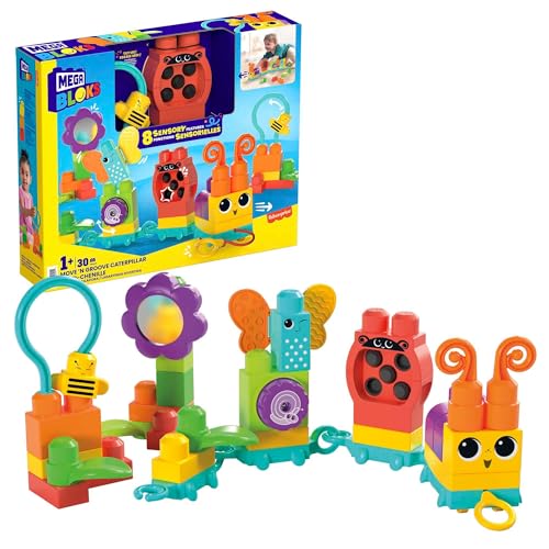 Mega Bloks Safari Scuoti E Suona, 15 Grandi Blocchi Da Costruzione Per Creare Diversi Animali (Elefante, Giraffa, Leone), Con 3 Funzioni Sensoriali, G