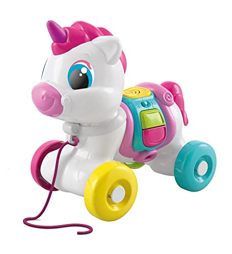 Clementoni- Baby Unicorno Sempre Con Me Trainare Interattivo, Animale Da Tirare, Gioco Per La Motricità, Primi Passi, Imparare A Camminare, Bambini 6 