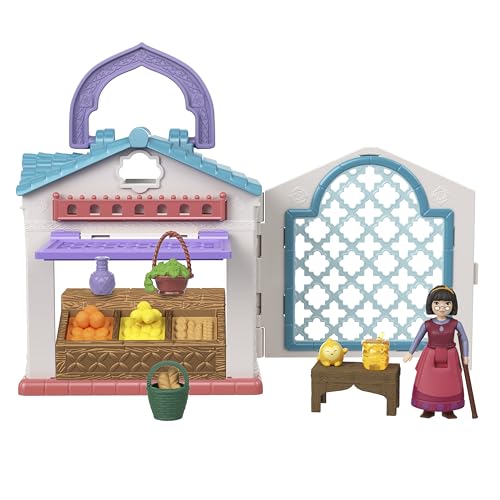 Disney Wish - Mercato Di Dahlia Di Rosas, Playset Portatile Con 1 Bambola Dahlia, 1 Personaggio Star E 9 Accessori Inclusi, Set Da Viaggio Ispirato Al