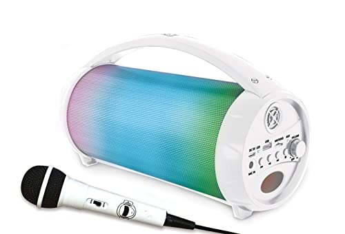 Lexibook- Iparty-Altoparlante Portatile Bluetooth Con Microfono, Stereo, Effetti Di Luce, Karaoke, Wireless, Radio Fm, Usb, Scheda Sd, Batteria Ricari