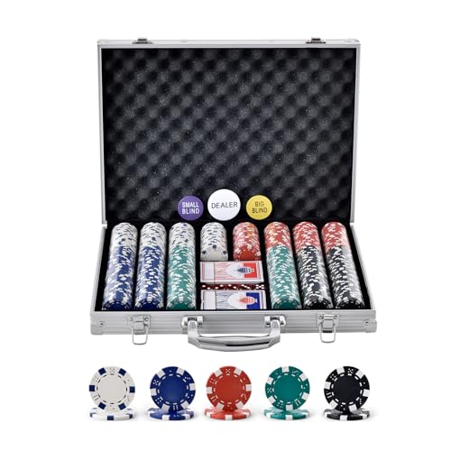 Vevor Set Di Fiches Da Poker, Set Poker 500 Pezzi, Set Completo Fiches Da Carte Da Giochi Con Valigetta In Alluminio, Fiches Da Poker 9-10 Giocatori,