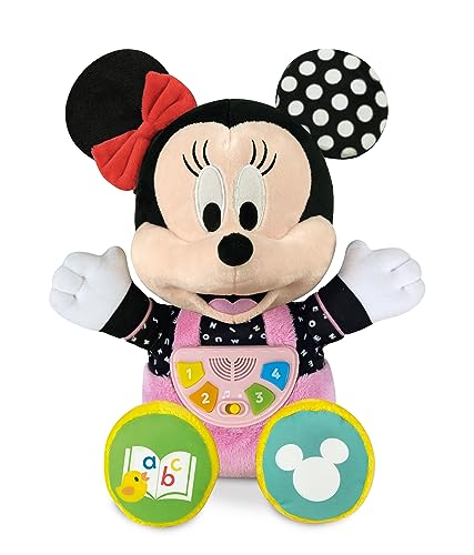 Clementoni Baby Minnie Prime Storie-Raccontastorie, Storyteller Disney, Peluche Interattivo Bambini 12 Mesi, Educativo Elettronico, Parlante Italiano,