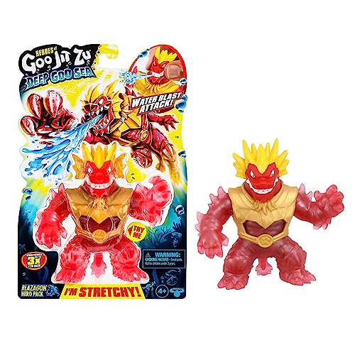 Heroes Of Goo Jit Zu Deep Goo Sea Heroes Pack With Blazagon Super Stretchy And Stretch Action Figure Con Speciale Riempimento Di Muco E Funzione Di Sp