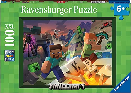 Ravensburger - Puzzle Minecraft, 100 Pezzi Xxl, Età Raccomandata 6+ Anni