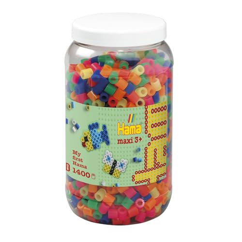 Hama Perlen 8542 Maxi Perline Box Neon 1.400 Pezzi