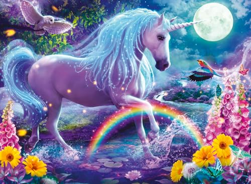 Ravensburger-Puzzle 100 Pezzi Xxl-Unicorno Scintillante (Collezione Paillettes) Bambino, 12980