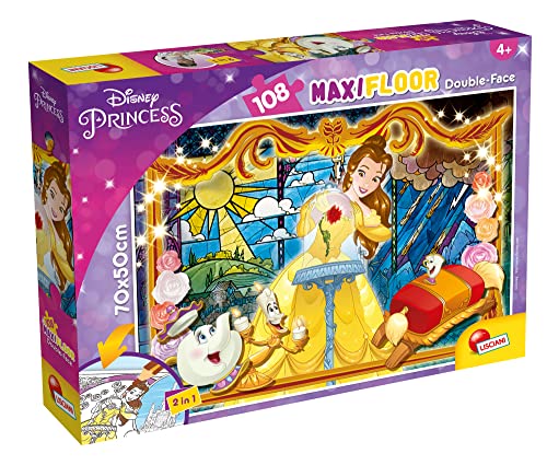 Lisciani Giochi- Disney Puzzle Df Maxi Floor 108 Bella E La Bestia, Colore, 91775