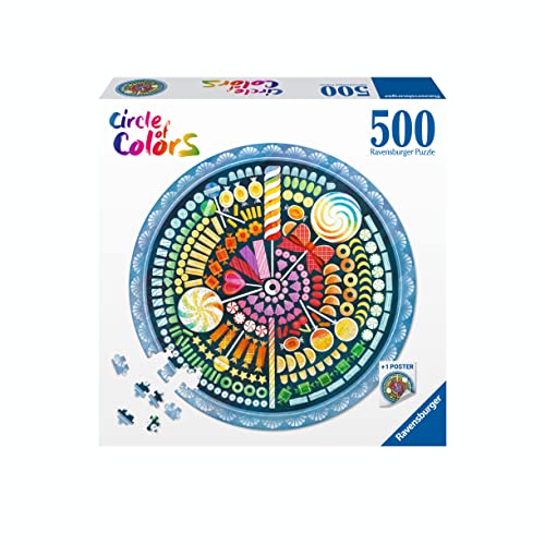 Ravensburger - Puzzle Circolare Caramelle, Collezione Circle Of Colors 500 Pezzi, Idea Regalo, Per Lei O Lui, Puzzle Adulti