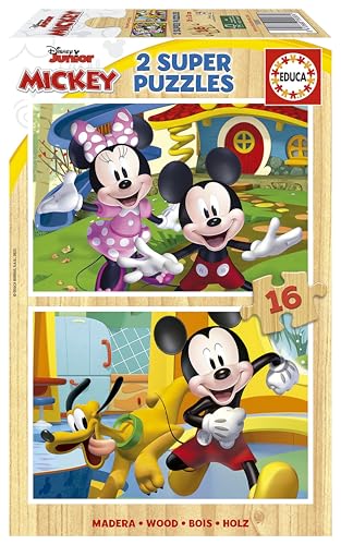 Educa - Puzzle In Legno Per Bambini Con 16 Pezzi | Mickey & Minnie (19287)