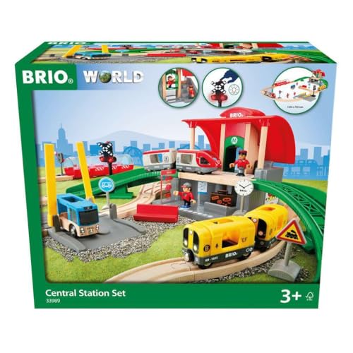 Brio Set Stazione Centrale, Include Binari, Brio World Ferrovie, 37 Pezzi, Età Raccomandata 3+, Gioco Per Bambini, 33989