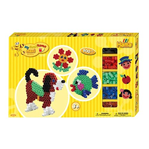 Hama 8712 - Set Di Maxi Perle, Circa 900 Perline, 2 Basi E Un Foglio Da Stirare