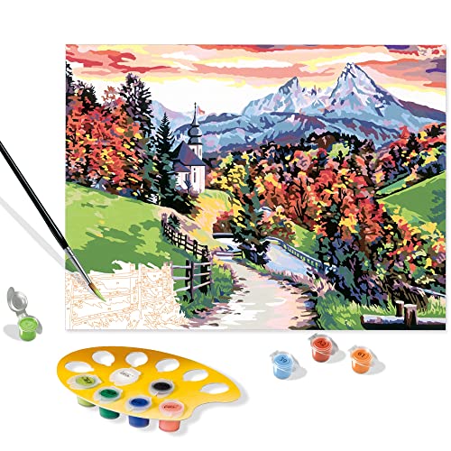 Ravensburger - Creart Paesaggio Prealpino, Kit Per Dipingere Con I Numeri, Contiene Tavola Prestampata 40X30 Cm, Pennello, Colori E Accessori, Gioco C