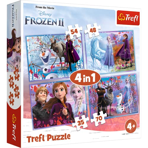 Trefl- Eine Reise Ins Unbekannte, Disney Frozen 2 35 A 70 Elementi, 4 Set, Un Viaggio Nell'Ignoto, Per Bambini Da 4 Anni Puzzle, Singolo, Colore, 3432