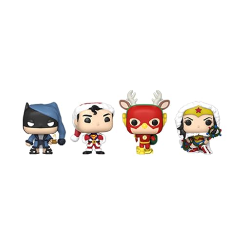 Funko Pocket Pop! Dc Holiday - Superman - Tree Holiday Box 4 Pieces - Dc Comics- Portachiavi - Mini Figura In Vinile Da Collezione Novità Portachiavi
